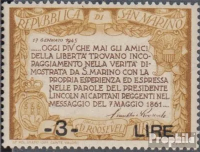 Produktbild von Briefmarken San Marino 1947 Mi 370 postfrisch Franklin Roosevelt - Aufdruck
