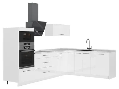 Image de Cuisine en angle Vicco Fame-Line Blanc Haute brillance/Blanc 287 x 207 cm sans PT, Model 63548
