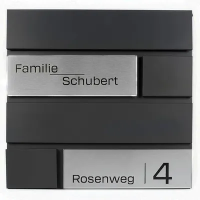 Produktbild von Premium Briefkasten personalisiert, RAL7016 mit Zeitungsfach und 2 Schlüssel, moderner Postkasten mit Name Straße Hausnummer, anthrazitgrau Wandbriefkasten graviert, mit Montagematerial