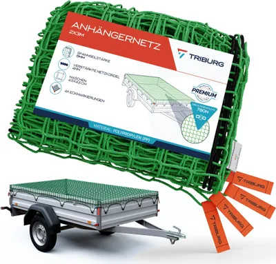 Produktbild von TRIBURG Anhängernetz mit Eckmarkierungen 2x3 m Ladungssicherung I Transportnetz I Anhängerzubehör
