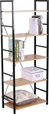Produktbild von Bolt Edge, Bücherregal – Industrial – Schwarz/Eiche – 5 Ebenen – 60×28×148 cm
