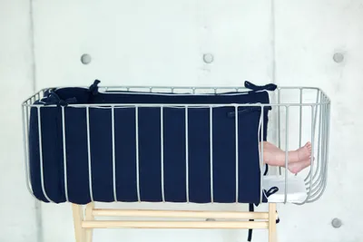 Produktbild von KraftKids Nestchen Musselin dunkelblau Nestchenlänge 60-60-60 cm für Bettgröße 120 x 60 cm