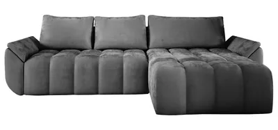 Produktbild von E-ZIMPAZ Ecksofa mit Schlaffunktion und Bettkasten CALVANI 185x282 cm, Eckcouch L-Form, Polsterecke, Sofa Samtstoff - Grau MH85