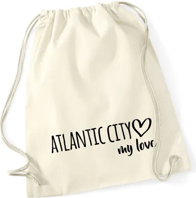 Produktbild von Huuraa Turnbeutel Atlantic City my love 12 Liter Natural Baumwolle Rucksack Geschenkidee