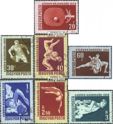 Produktbild von Briefmarken Ungarn 1958 Mi 1542A-1548A (kompl.Ausg.) gestempelt EM + WM verschied. Sportarten