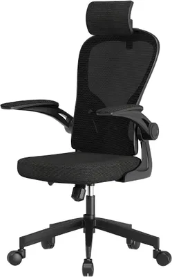 Imagen del producto de Silla de oficina ergonómica, con reposacabezas y soporte lumbar, regulable en altura, fabricada con tejido de malla transpirable de doble capa, color