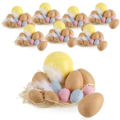 Produktbild von com-four® 88-teiliges Ostereier-Set - Deko-Ostereier in 3 Größen zum Anhängen