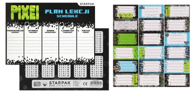 Produktbild von Stundenplan im A5-Format mit Aufklebern für das Notizbuch, Pixel Starpak 591762