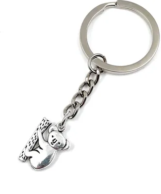 Produktbild von Onwomania Koala Bär Eukalyptus Schlüsselanhänger Metall Glücksbringer in Alu Geschenkbox, ideal zum Verschenken