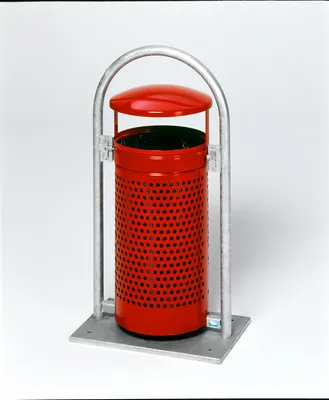 Produktbild von Abfallsammler mit Rohrbogenständer | 60/70 Liter, HxBxT 116,5x58x38cm | Verzinkter Stahl | Rot