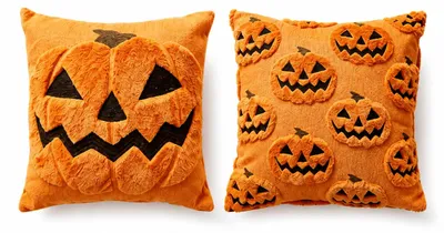 2 Kissenbezüge Kürbis 45×45 cm Halloween-Deko