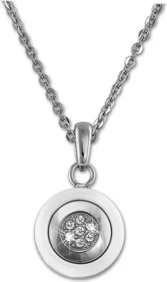 Produktbild von Amello Halskette 50cm Edelstahl Keramik Schmuck Rund Damen silber weiß ESKX31W