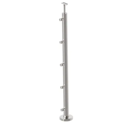 Produktbild von Edelstahl Geländer Bausatz U-Form Balkongeländer Pfosten Rohre Komponente - Pfosten, Oberverankerung - grade (A-VR100-5D12)