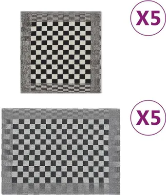 Obrázek produktu pro Kuchyňské utěrky 10 ks černé a bílé bavlna