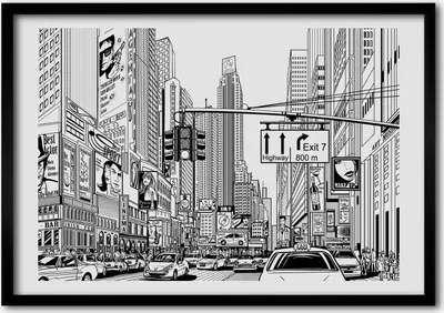 Produktbild von Bild - Bilderrahmen - 100 cm x 70 cm - MDF - Rahmen - Foto - Wandkunst Straßen von New York