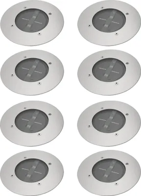 Produktbild von 8 x Ranex LED Solar Bodeneinbaustrahler rund Edelstahl IP67 0,12W Neutralweiß 4000K befahrbar Sensor