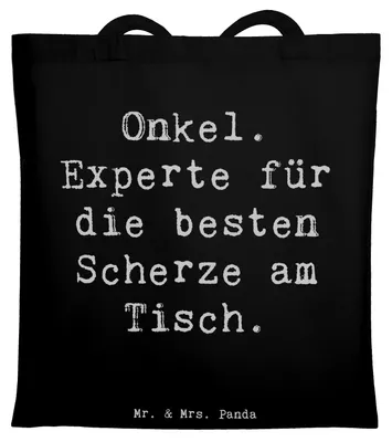 Produktbild von Mr. & Mrs. Panda Tragetasche Spruch Onkel Scherzkönig - Schwarz - Geschenk, Ersatzvater, Tasche, Shopping, herzerwärmende Sprüche, Tote Bag, Schultasche, Laptoptasche