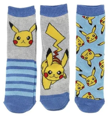 Produktbild von Pokémon Socken 3er Pack für Kinder mit Verschiedenen Motiven Blau 23/26