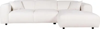 Produktbild von Großes Ecksofa rechts mit weißem Bouclette-Stoff POGNI von Maison Céphy