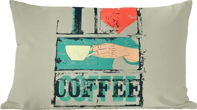 Produktbild von MuchoWow® Zierkissen Sofakissen Wohnzimmer Dekokissen 60x40 cm Kaffee - Zitate - Vintage - Sprichwörter - Ich liebe Kaffee - Kopfkissen - Polster mit Foto