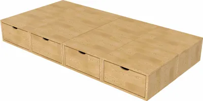Produktbild von Bett mit Schubladen 90x200 Würfel - Honig
