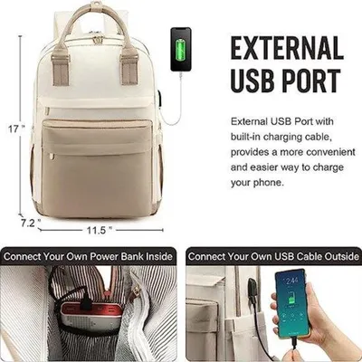 Immagine prodotto di Zaino per laptop da 17 pollici con porta USB e scomparto impermeabile per laptop, ideale per la scuola e i viaggi
