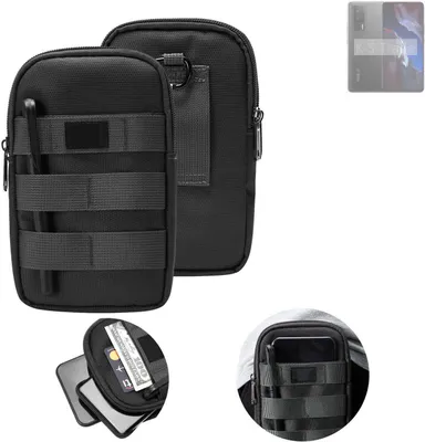 Produktbild von K-S-Trade Holster Gürtel Tasche kompatibel mit POCO F5 Pro Handy Tasche Schutz Hülle dunkel-grau viele Fächer, 1x