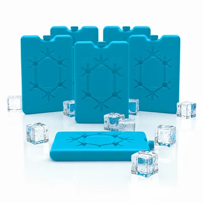 Produktbild von Kühlakkus 6er Set blau - je 16 x 11 cm / 265 ml - Kühl Element mit flachem Design - Kühlpack Eispack flach für Kühltasche Brotdose Camping Picknick