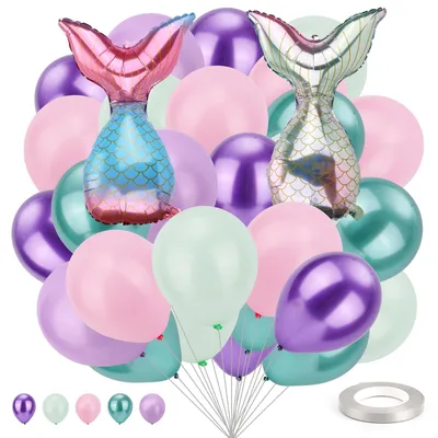 32 Meerjungfrauen-Ballons, Latex, bunt, für Unterwasser-Party-Deko