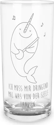 Produktbild von Mr. & Mrs. Panda Tumbler Narwal Gitarre 200 ml - Transparent - Geschenk, Glas, Saftglas, Wal, Frust, Tanzen, Trinkglas, Meer, Longdrinkglas, Probleme, Cocktailglas