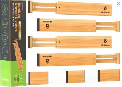 Obrázok produktu pre Sada bambusových deličov, 33–43 cm, do skríň, zásuviek a komôd