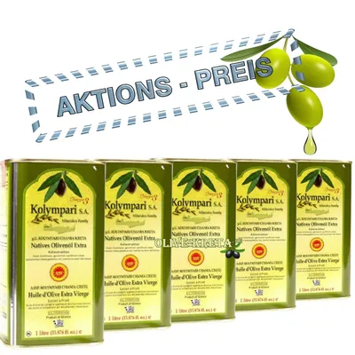 Produktbild von 5x KOLYMPARI PDO 04035 Natives Olivenöl Extra 5 Liter (AKTION  5 x 1 Liter Dosen)