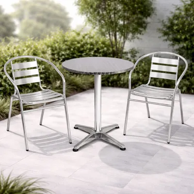 3-tlg Bistrogarnitur Balkonset Rund Ø 60cm Aluminium Stehtisch H70/110cm