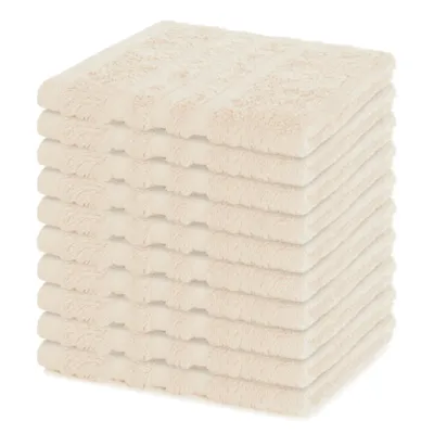 Produktbild von Lavea® Seiftuch 10er Set 30x30 cm, 100% Baumwolle, hochwertige Seiftücher und Gästehandtücher, saugstark, waschbar, Frottierserie Elena - Creme