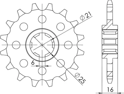 Produktbild von Ritzel Supersprox 520 - 14Z CST-1044:14|grobverzahnt 21,0/25,0