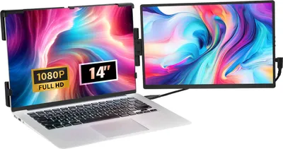 Produktbild von SucceBuy Tragbarer Laptop-Bildschirm-Extender, Dual-Extender-Monitor, 14"FHD 1080P IPS, für 13"-17"-Laptops, mehrere Anschlüsse, kompatibel mit verschiedenen Geräten
