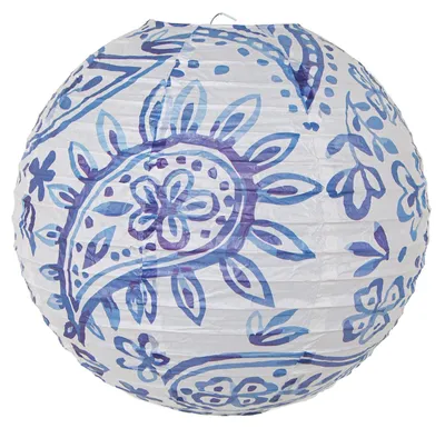 Papierlampion maritim Blumenmuster 30x30x30 cm