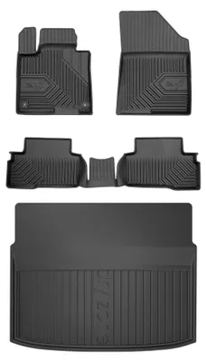 Produktbild von Gummimatten + Kofferraumwanne für Kia Sportage V 2021- (SUV, unterer Ladeboden) – Schwarz, passgenau – Wielganizator