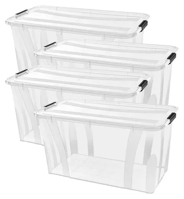 Aufbewahrungsbox 32 l, Set mit 4 Stück, transparent, Polypropylen
