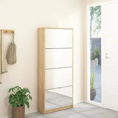 Immagine prodotto di Dmora Scarpiera Aepytus 24.05x70.3x162h cm Marrone Rovere, 24 Paia 4 Ante