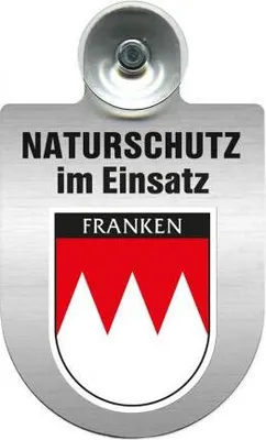 Produktbild von Einsatzschild mit Saugnapf - Naturschutz im Einsatz - incl. Regionenwappen 393826 Color - Region Franken