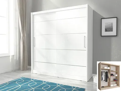 Produktbild von Schiebetürenschrank Kleiderschrank Schlafzimmer weiß 180 cm