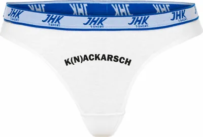 Produktbild von Damen Thong Slip - Boxer-0011-woman-white-h-S - weiß - S - hinten - K(N)ACKARSCH - lustiges Motiv - Spruch - Unterwäsche - Unterhose - Freizeit - lustig