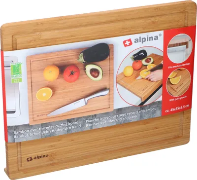 Produktbild von alpina Schneidebrett über Arbeitsplatte – mit Saftrille – 45 x 35 x 3,5 cm – Bambus