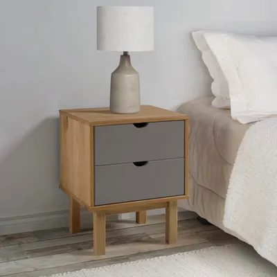 Produktbild von vidaXL Nachttisch OTTA Braun & Grau 45x39x57 cm Massivholz Kiefer