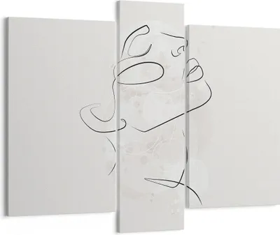 Produktbild von Bild auf Leinwand - Leinwandbild - 3 Teile - Gesicht Linie Skizze - 95x80cm - Wand Bild - Wanddeko - Wandbilder - Leinwanddruck - Bilder - Wanddekoration - Leinwand bilder - Wandbild - CB95x80-5031
