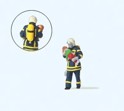 Produktbild von Preiser Feuerwehrmann, Kind rettend. 28251