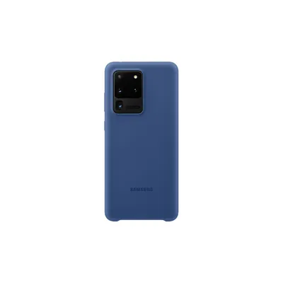 A blue Samsung phone case is shown against a white background.