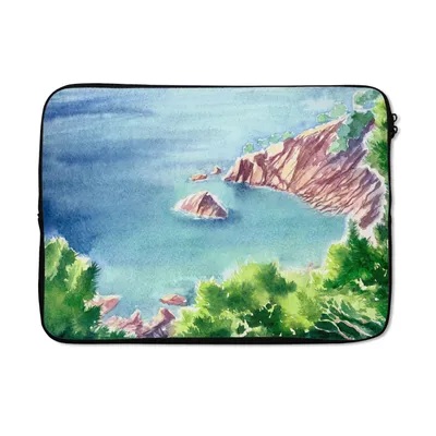 Produktbild von MuchoWow® Laptop Hülle 13 Zoll Meer - Berge - Wald Laptoptasche - Laptophülle - Sleeve - Rundumschutz