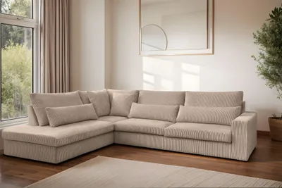 Produktbild von Kaiser Möbel Ecksofa SVEN in L-Form für das Wohnzimmer, Stoff Poso Dunkelbeige Links